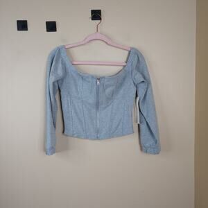 Madden Girl Cropped Corset Top w/ Center Front Zipper in Gray Size S
